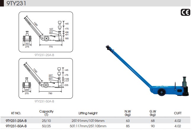 Пневмогидравлический домкрат 50/25т